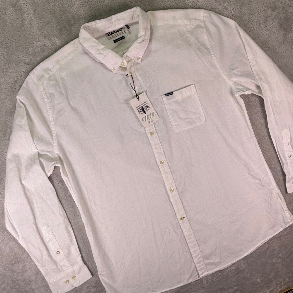 Barbour Men's‎ Button Down Shirt Size XXL White Tailored Fit Long Sleeve NWT
